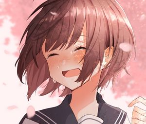 Preview wallpaper girl, smile, tears, happy, anime