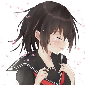 Preview wallpaper girl, smile, tears, sad, anime