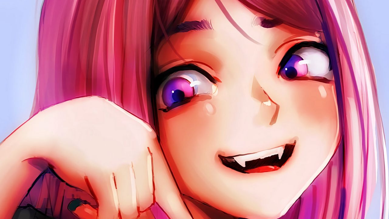 Wallpaper girl, smile, teeth, gesture, anime hd, picture, image