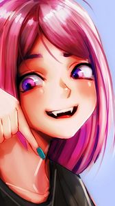 Preview wallpaper girl, smile, teeth, gesture, anime