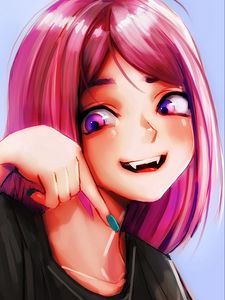 Preview wallpaper girl, smile, teeth, gesture, anime