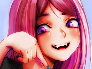 Preview wallpaper girl, smile, teeth, gesture, anime