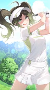 Preview wallpaper girl, smile, tennis, sports, anime