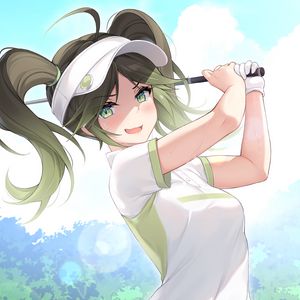Preview wallpaper girl, smile, tennis, sports, anime
