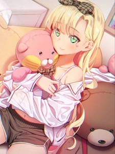 Preview wallpaper girl, smile, toy, anime