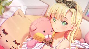 Preview wallpaper girl, smile, toy, anime
