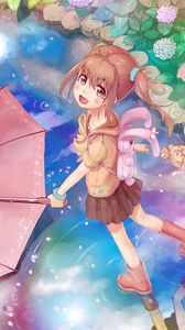 Preview wallpaper girl, smile, umbrella, anime, art