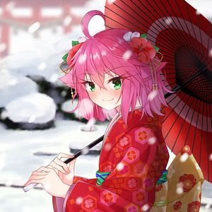 Preview wallpaper girl, smile, umbrella, anime