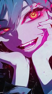 Preview wallpaper girl, smile, vampire, fangs, art, anime