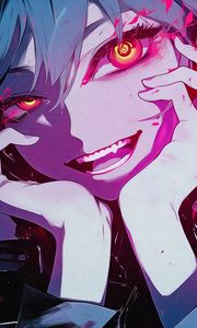 Preview wallpaper girl, smile, vampire, fangs, art, anime