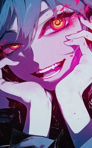 Preview wallpaper girl, smile, vampire, fangs, art, anime