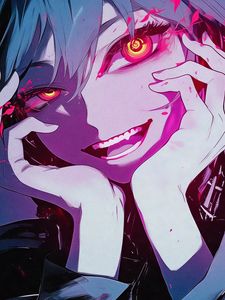 Preview wallpaper girl, smile, vampire, fangs, art, anime