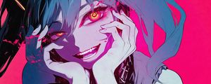 Preview wallpaper girl, smile, vampire, fangs, art, anime