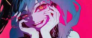 Preview wallpaper girl, smile, vampire, fangs, art, anime