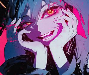 Preview wallpaper girl, smile, vampire, fangs, art, anime