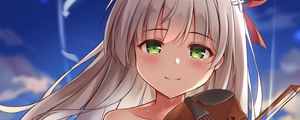 Preview wallpaper girl, smile, violin, anime, art