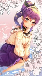 Preview wallpaper girl, smile, water, flowers, anime, art
