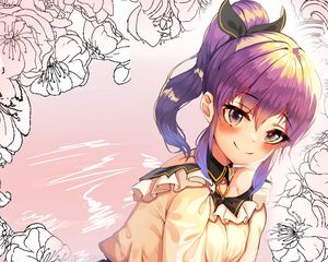 Preview wallpaper girl, smile, water, flowers, anime, art