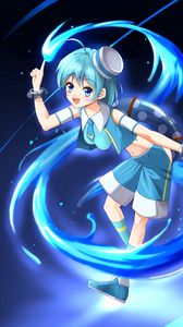 Preview wallpaper girl, smile, water, anime, art, blue