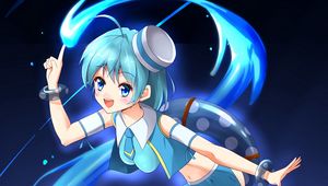 Preview wallpaper girl, smile, water, anime, art, blue