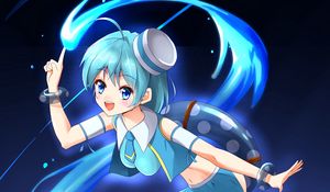 Preview wallpaper girl, smile, water, anime, art, blue