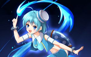 Preview wallpaper girl, smile, water, anime, art, blue