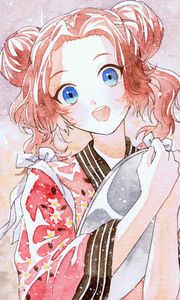 Preview wallpaper girl, smile, watercolor, anime, art