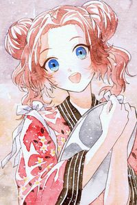 Preview wallpaper girl, smile, watercolor, anime, art