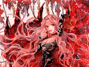 Preview wallpaper girl, smile, watercolor, snow, anime, red