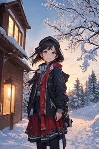 Preview wallpaper girl, smile, winter, snow, anime, art