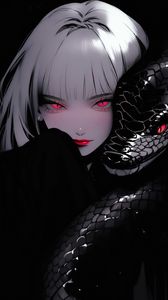 Preview wallpaper girl, snake, art, anime, black