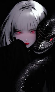 Preview wallpaper girl, snake, art, anime, black