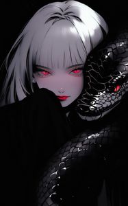 Preview wallpaper girl, snake, art, anime, black