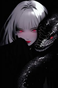 Preview wallpaper girl, snake, art, anime, black