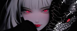 Preview wallpaper girl, snake, art, anime, black