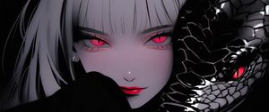 Preview wallpaper girl, snake, art, anime, black