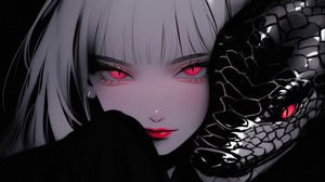 Preview wallpaper girl, snake, art, anime, black