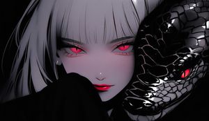 Preview wallpaper girl, snake, art, anime, black