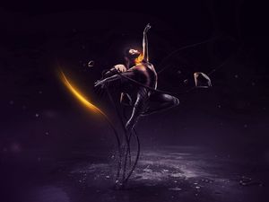 Preview wallpaper girl, snake, rope, crystal, wings, fire