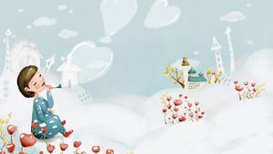 Preview wallpaper girl, snow, clouds, hearts, love