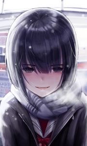 Preview wallpaper girl, snow, cold, anime