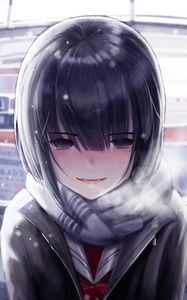 Preview wallpaper girl, snow, cold, anime