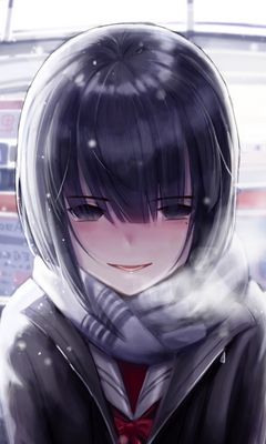 240x400 Wallpaper girl, snow, cold, anime
