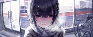 Preview wallpaper girl, snow, cold, anime
