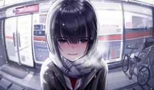 Preview wallpaper girl, snow, cold, anime