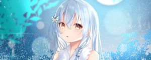 Preview wallpaper girl, snow, snowflake, winter, anime, art