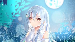 Preview wallpaper girl, snow, snowflake, winter, anime, art