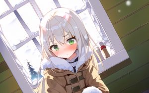 Preview wallpaper girl, snow, winter, anime