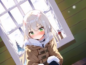 Preview wallpaper girl, snow, winter, anime