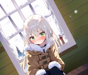 Preview wallpaper girl, snow, winter, anime